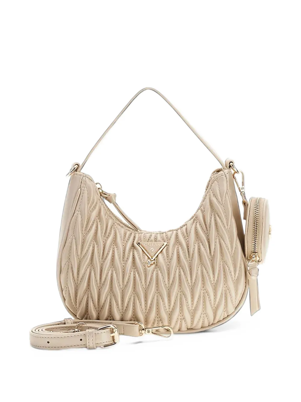 guess kids mini quilted logo-plaque shoulder bag Goud