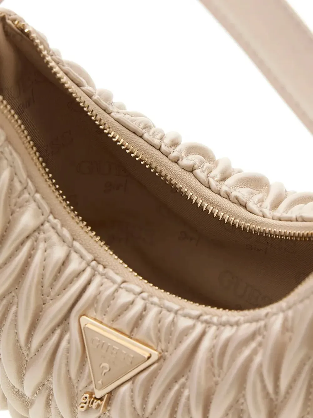 guess kids mini quilted logo-plaque shoulder bag Goud