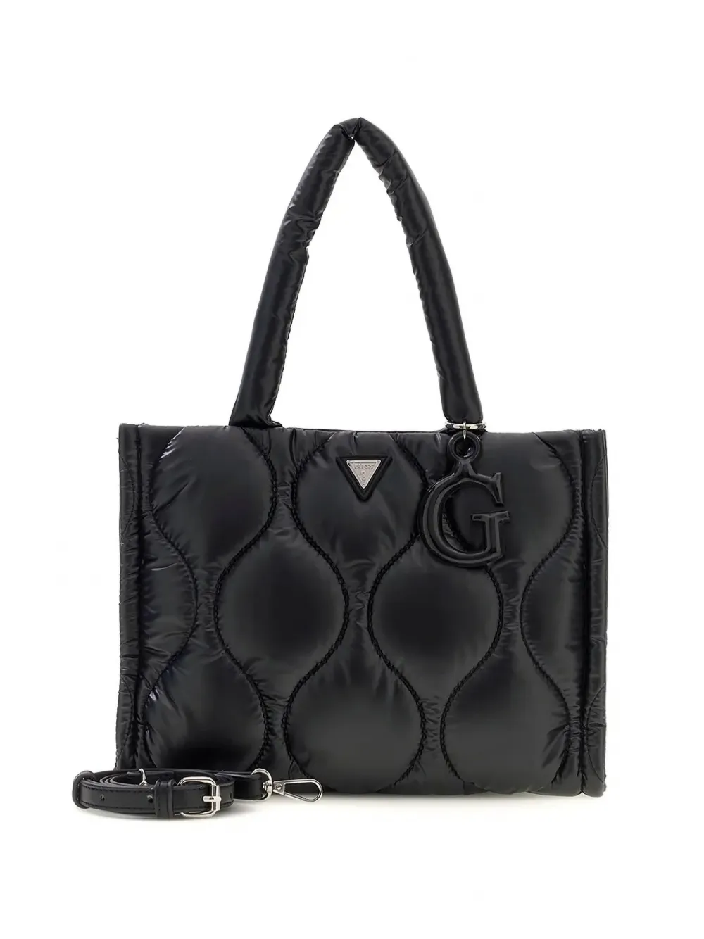guess kids quilted logo-plaque tote bag Zwart