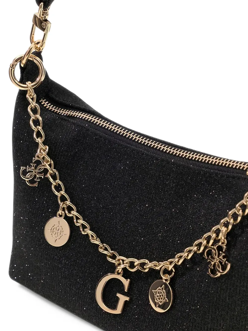 guess kids charm-detail glitter shoulder bag Zwart