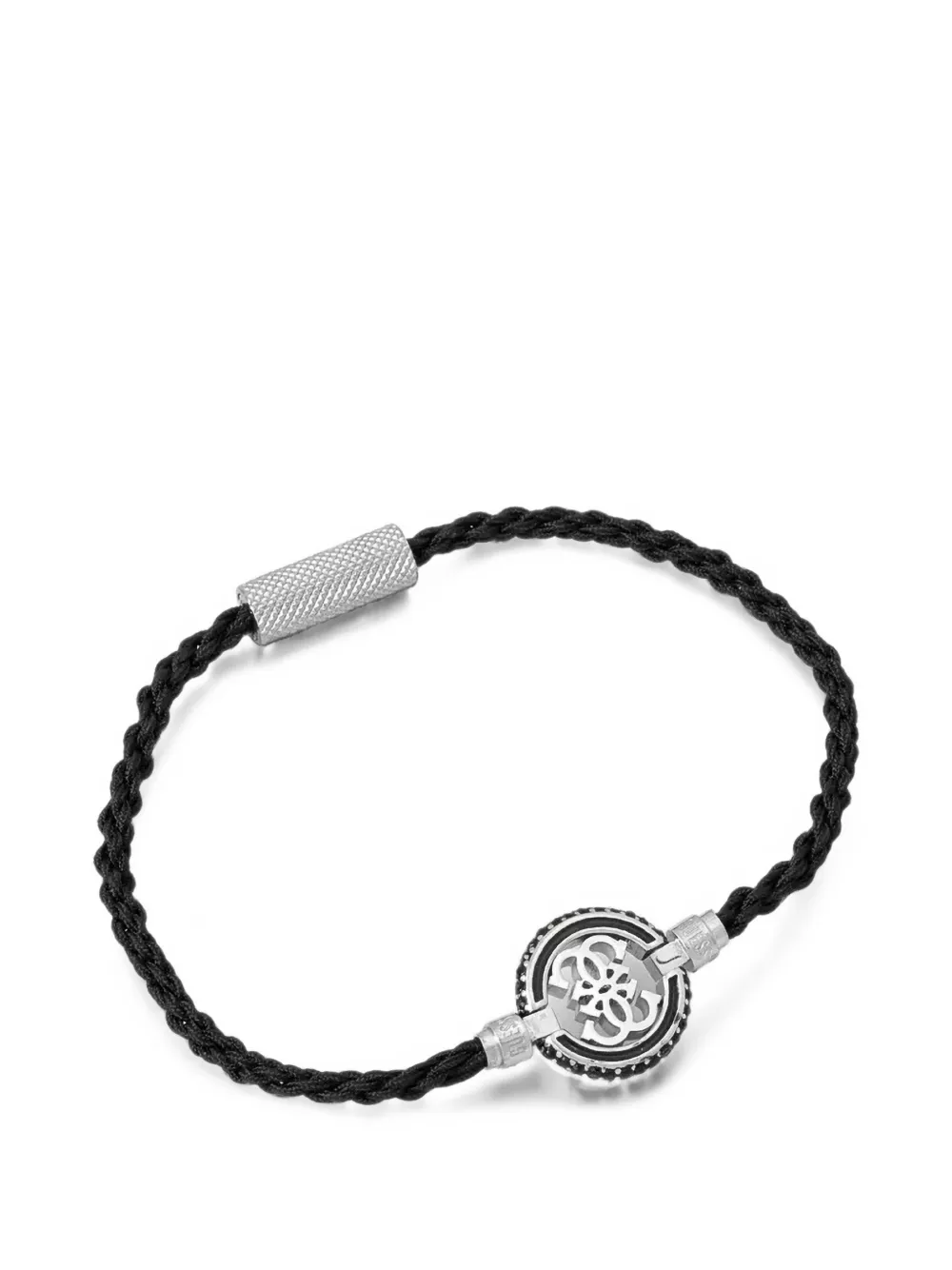 GUESS USA braided logo-plaque bracelets - Silber