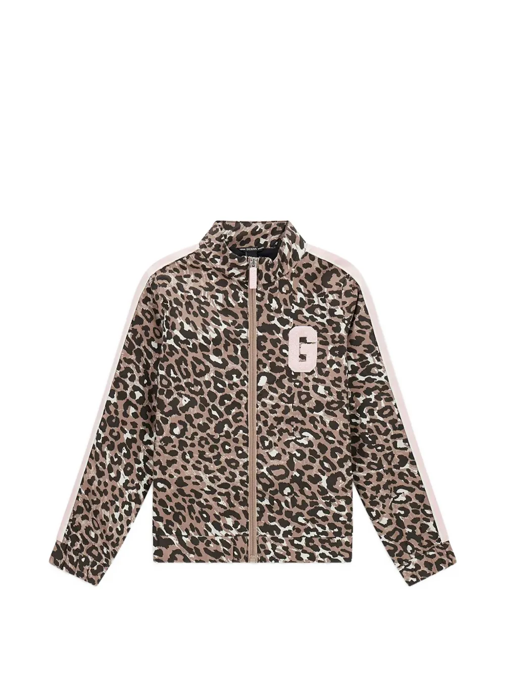 guess kids leopard-print zip-up sweater - Marrone