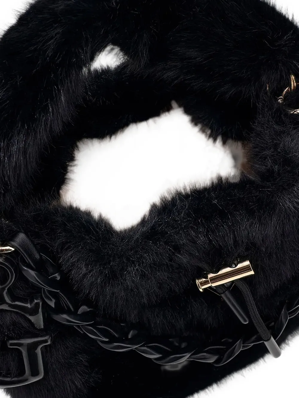 guess kids faux-fur chain-link tote bag Zwart