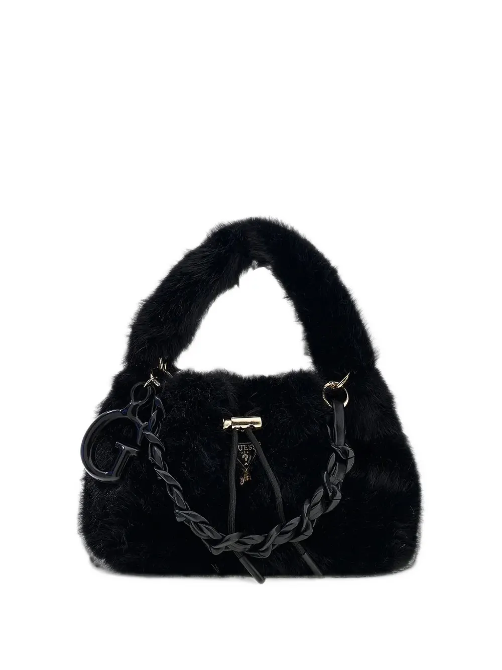 Guess kids faux-fur chain-link tote bag Zwart