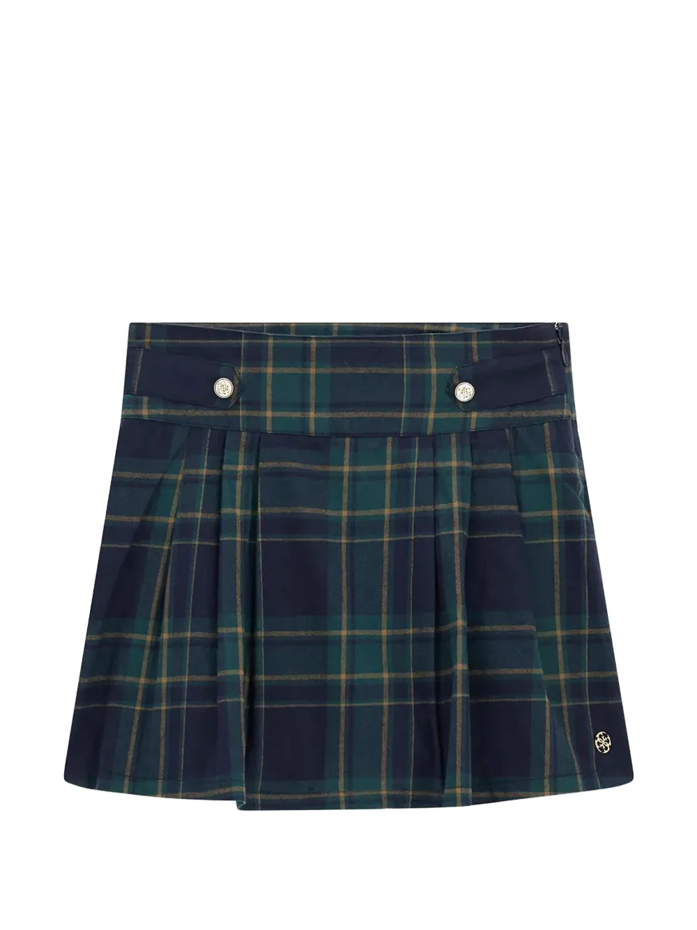 Guess kids check-pattern pleated mini skirt Blauw