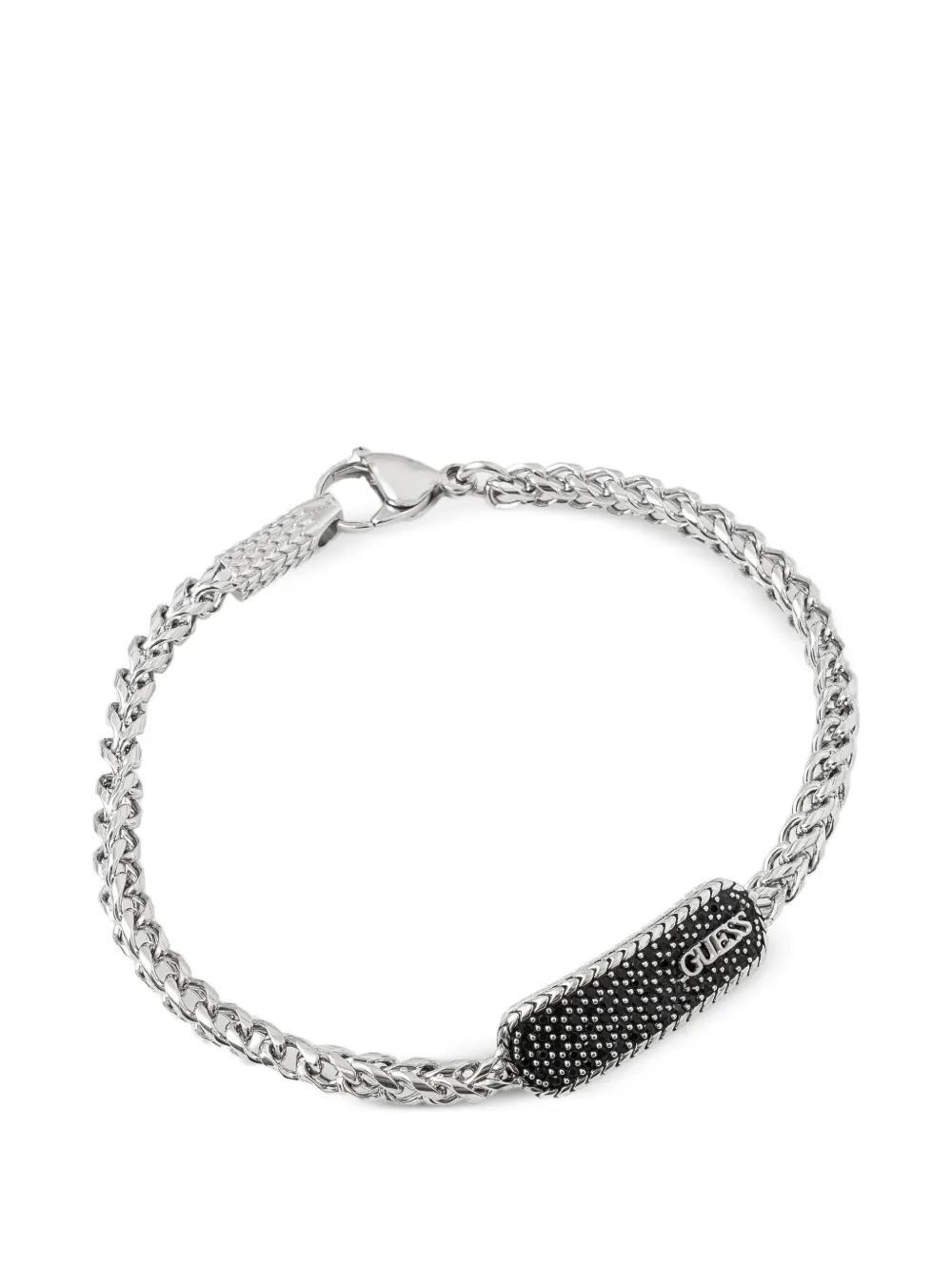 GUESS USA crystal-embellished logo-plaque bracelet - Argento
