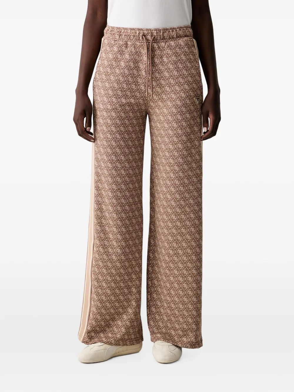 GUESS USA monogram-print wide-leg track pants - Marrone