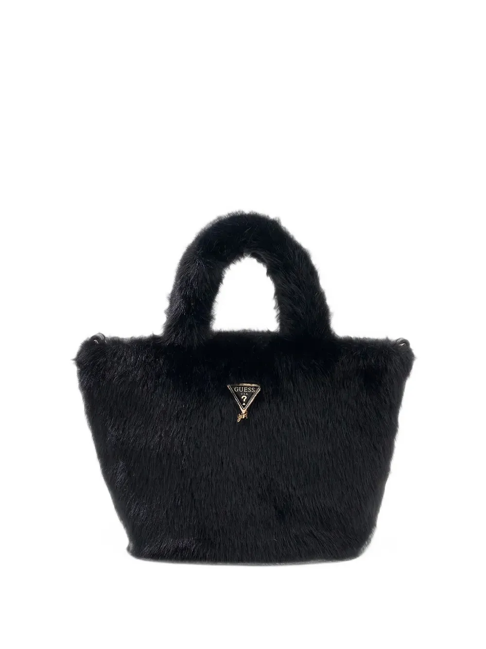 Guess kids faux-fur tote bag Zwart