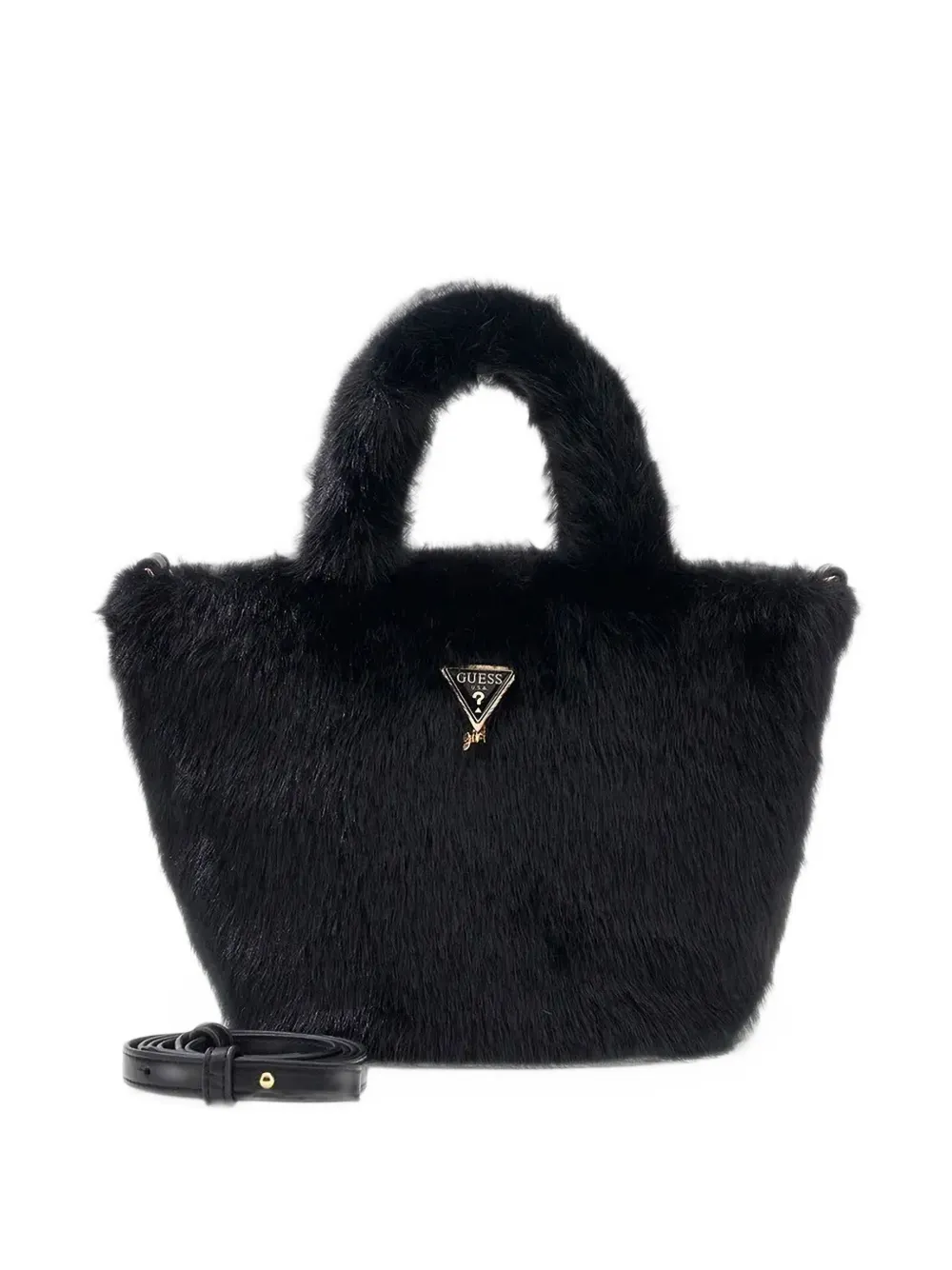 guess kids faux-fur tote bag Zwart