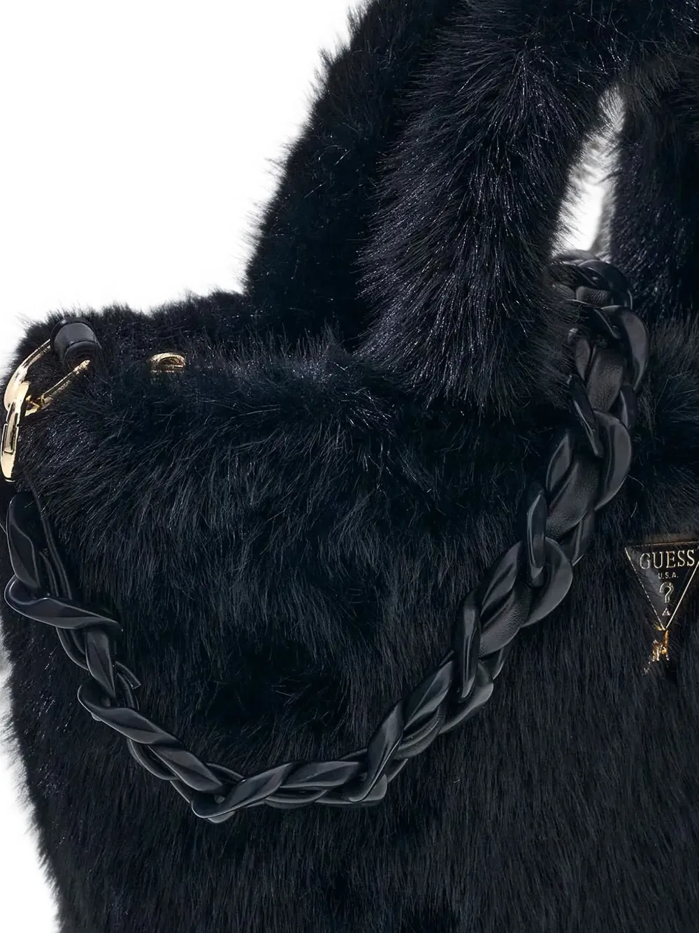 guess kids faux-fur tote bag Zwart