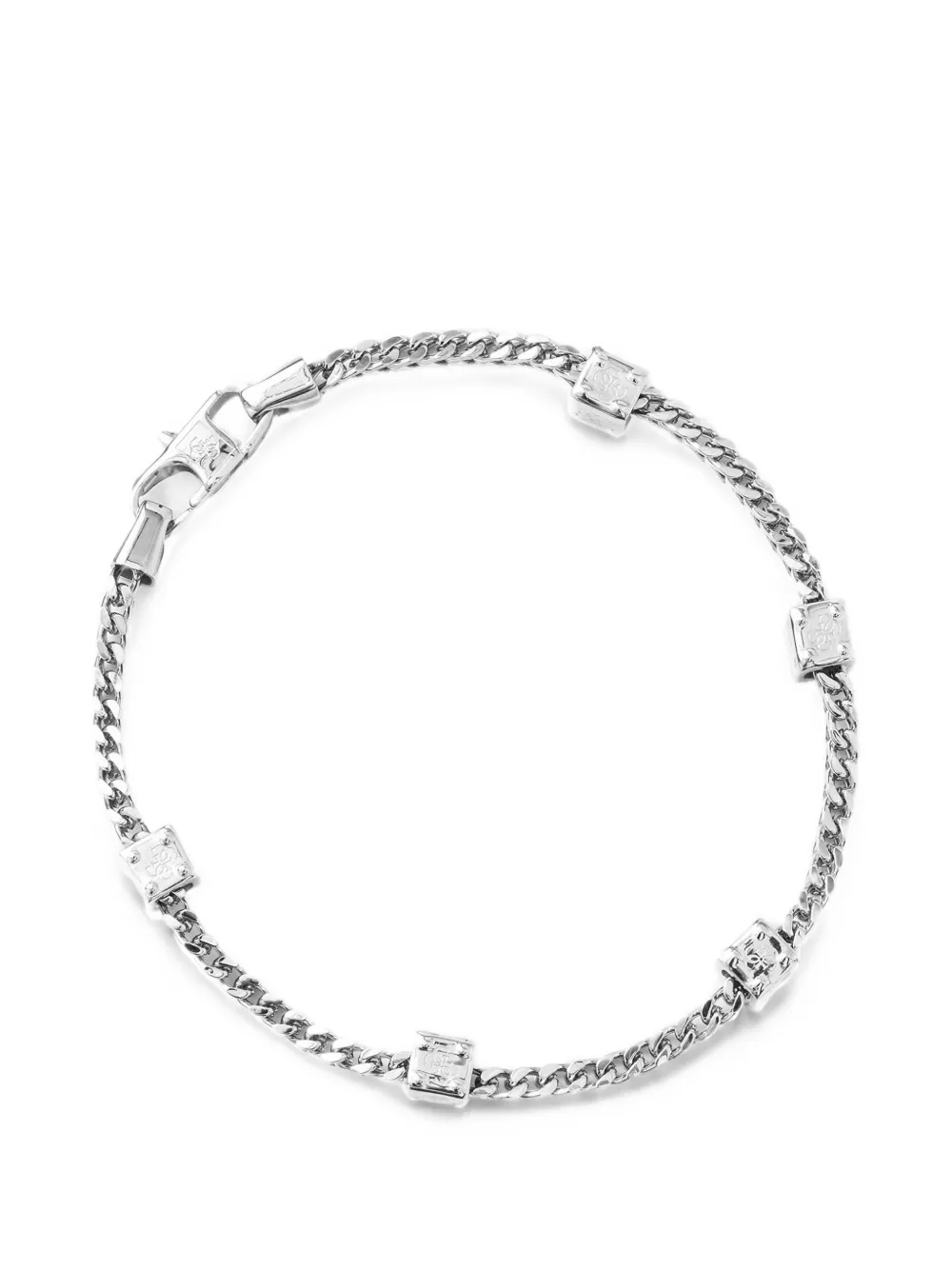 GUESS USA logo-engraved curb-chain bracelet