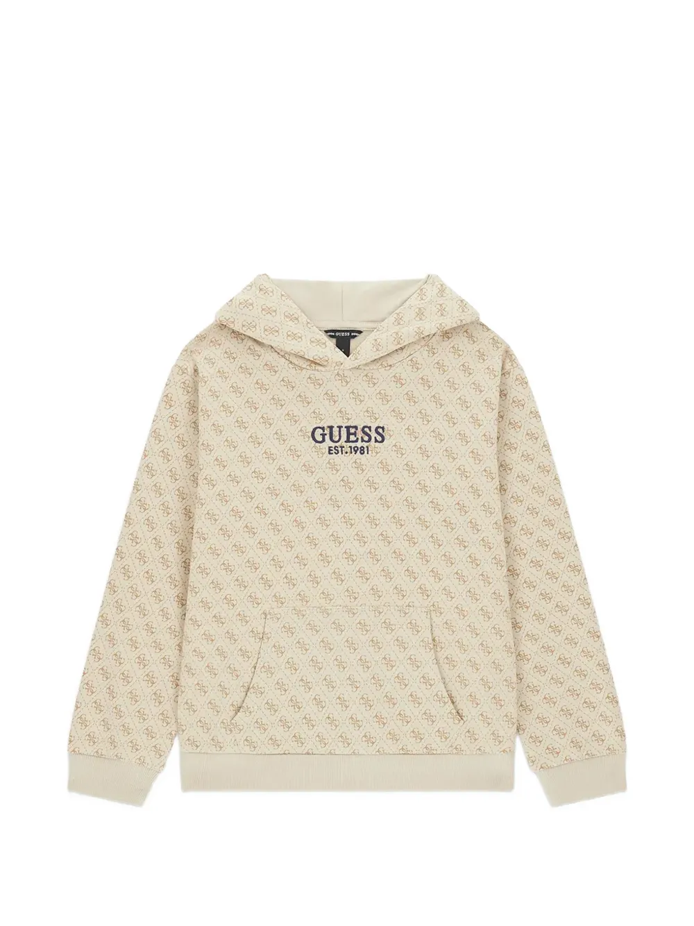 Guess kids monogram-print logo-embroidered hoodie Beige