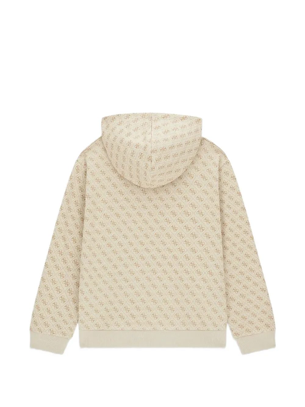 guess kids monogram-print logo-embroidered hoodie Beige