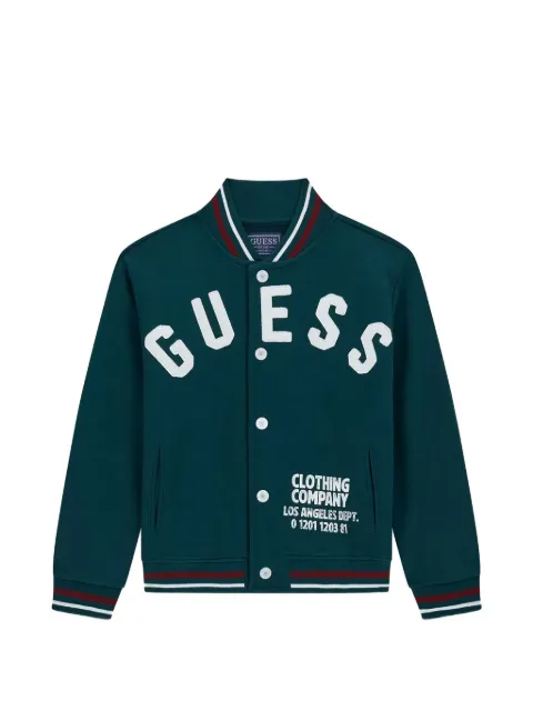 guess kids logo-appliqué bomber jacket
