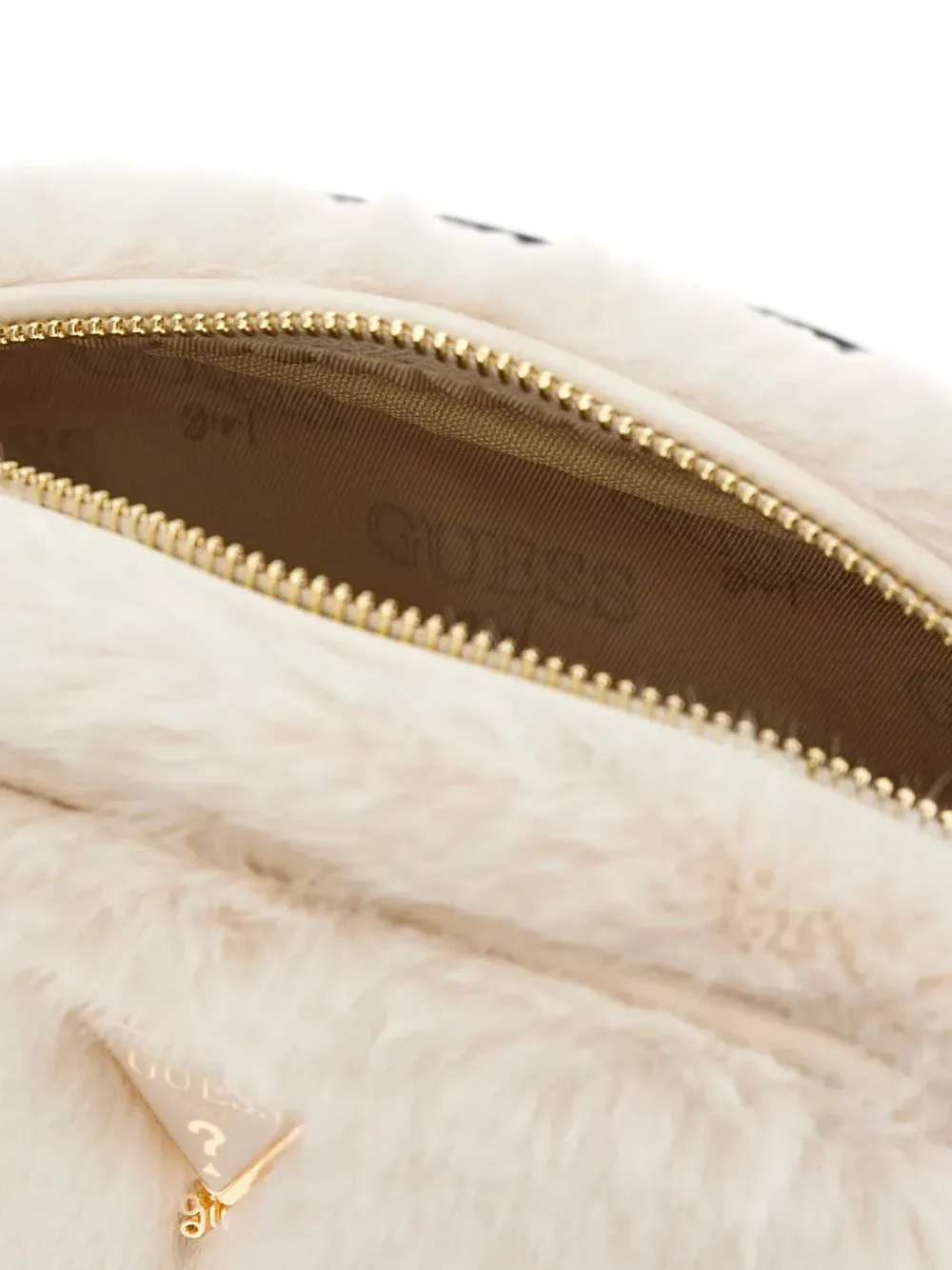 guess kids faux-fur braided-strap cross body bag Beige