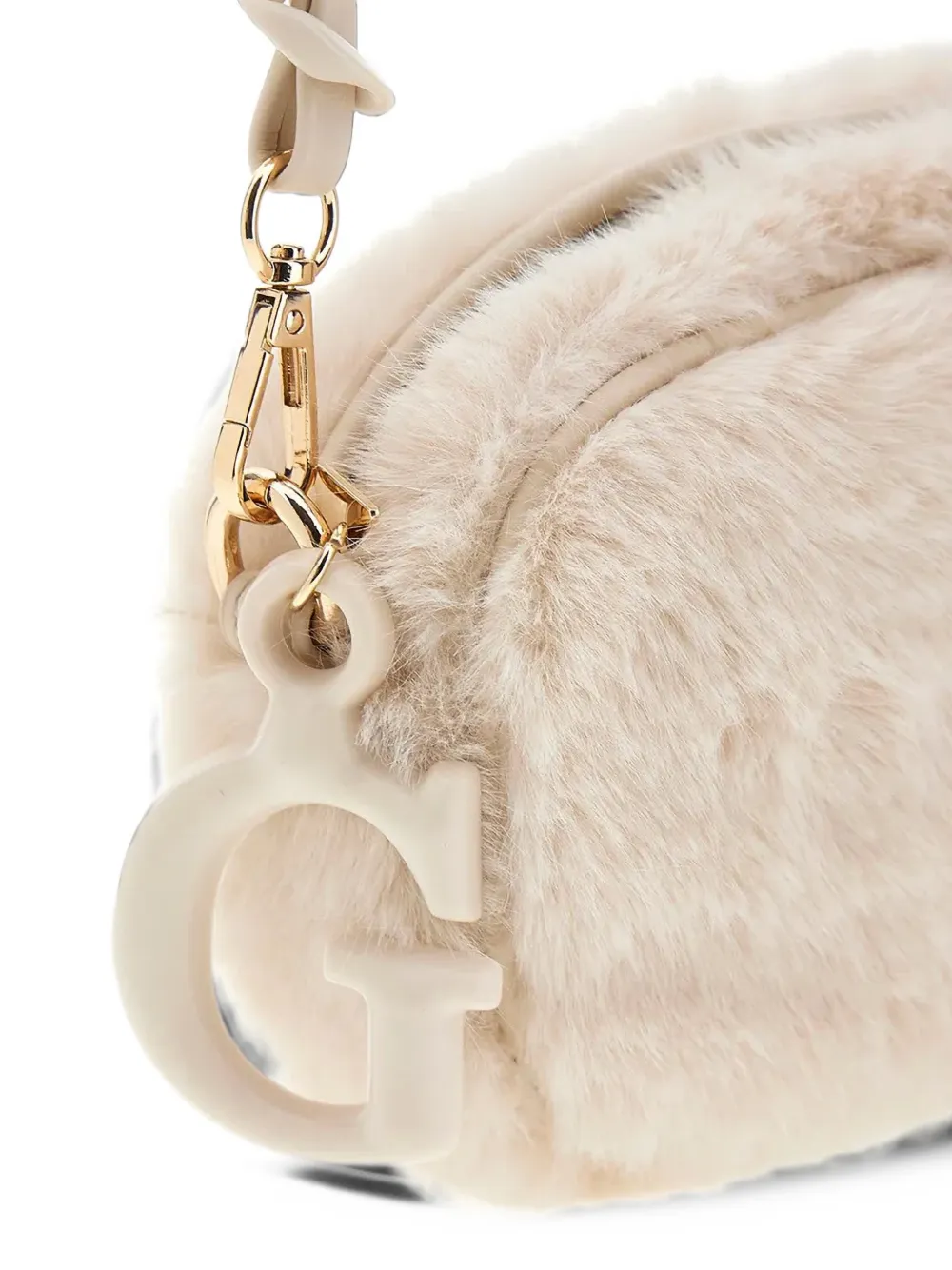 guess kids faux-fur braided-strap cross body bag Beige