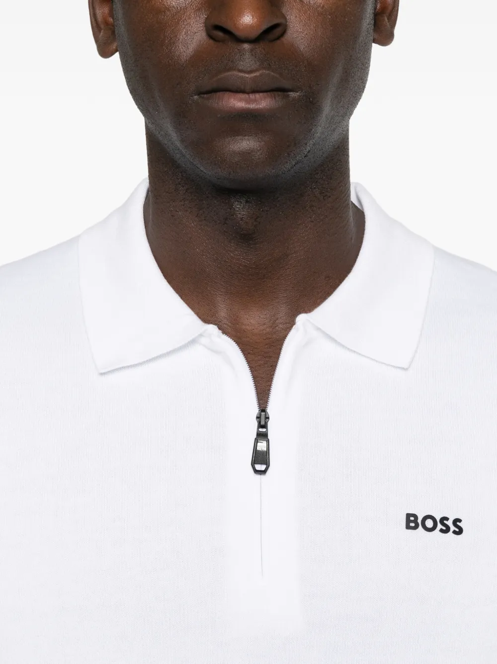 BOSS Ever-X poloshirt met ritssluiting en logoprint Wit