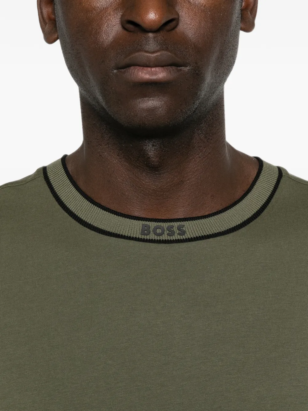 BOSS T-shirt met logoprint met ronde hals Groen