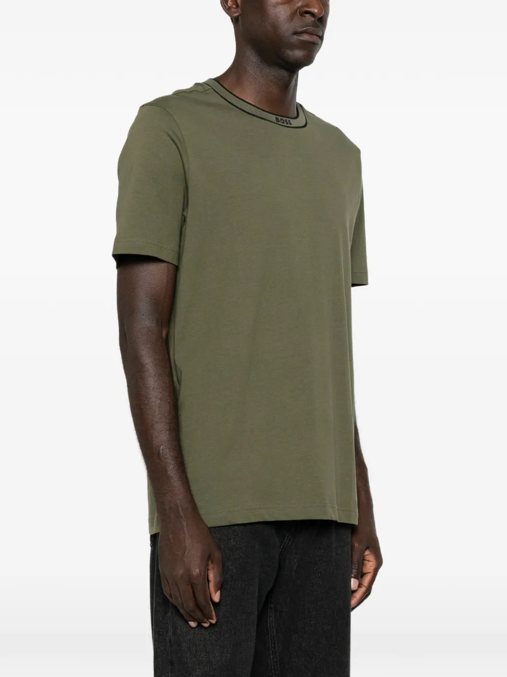 BOSS T-shirt met logoprint met ronde hals Groen