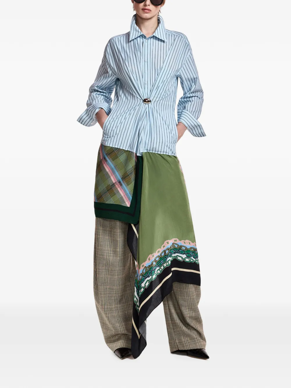 Essentiel Antwerp Krystal gestreept asymmetrisch blouse Blauw