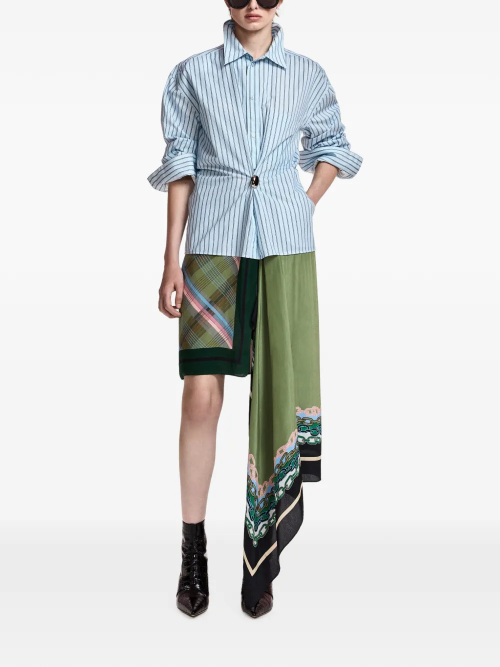Essentiel Antwerp Krystal gestreept asymmetrisch blouse Blauw