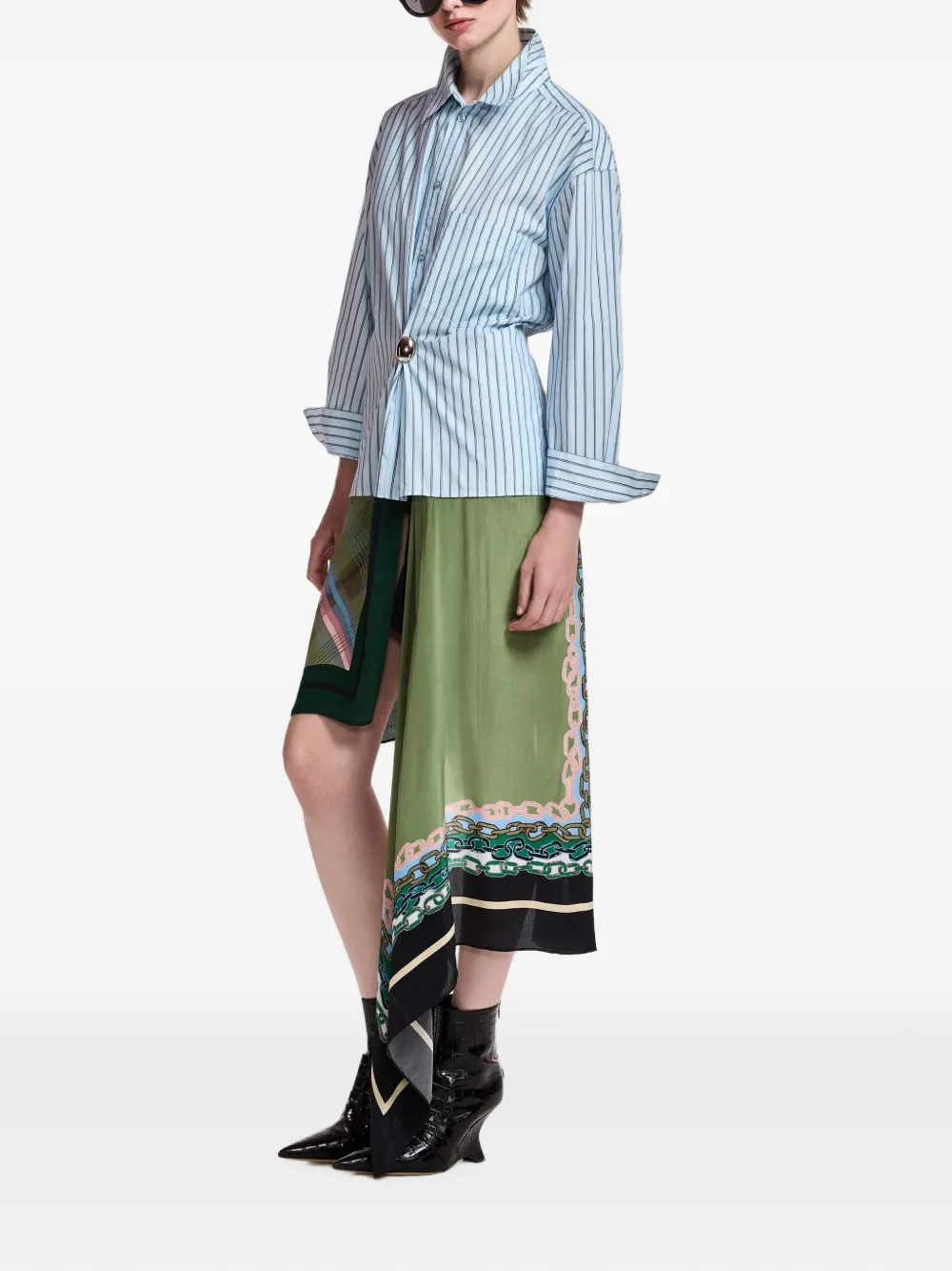 Essentiel Antwerp Krystal gestreept asymmetrisch blouse Blauw