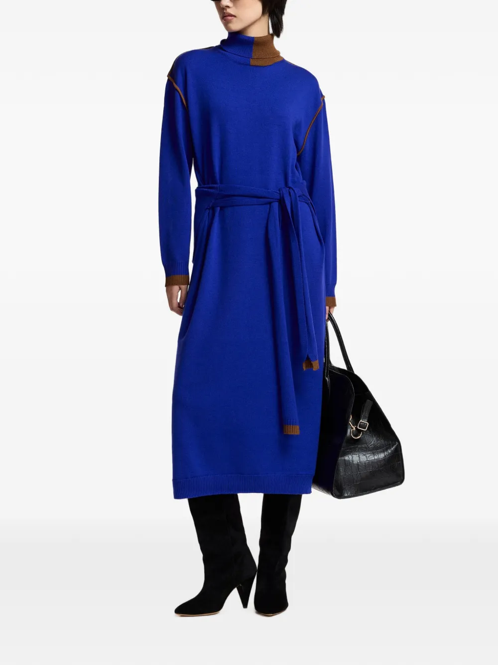 Essentiel Antwerp Kirly midi-jurk met gestrikte taille Blauw