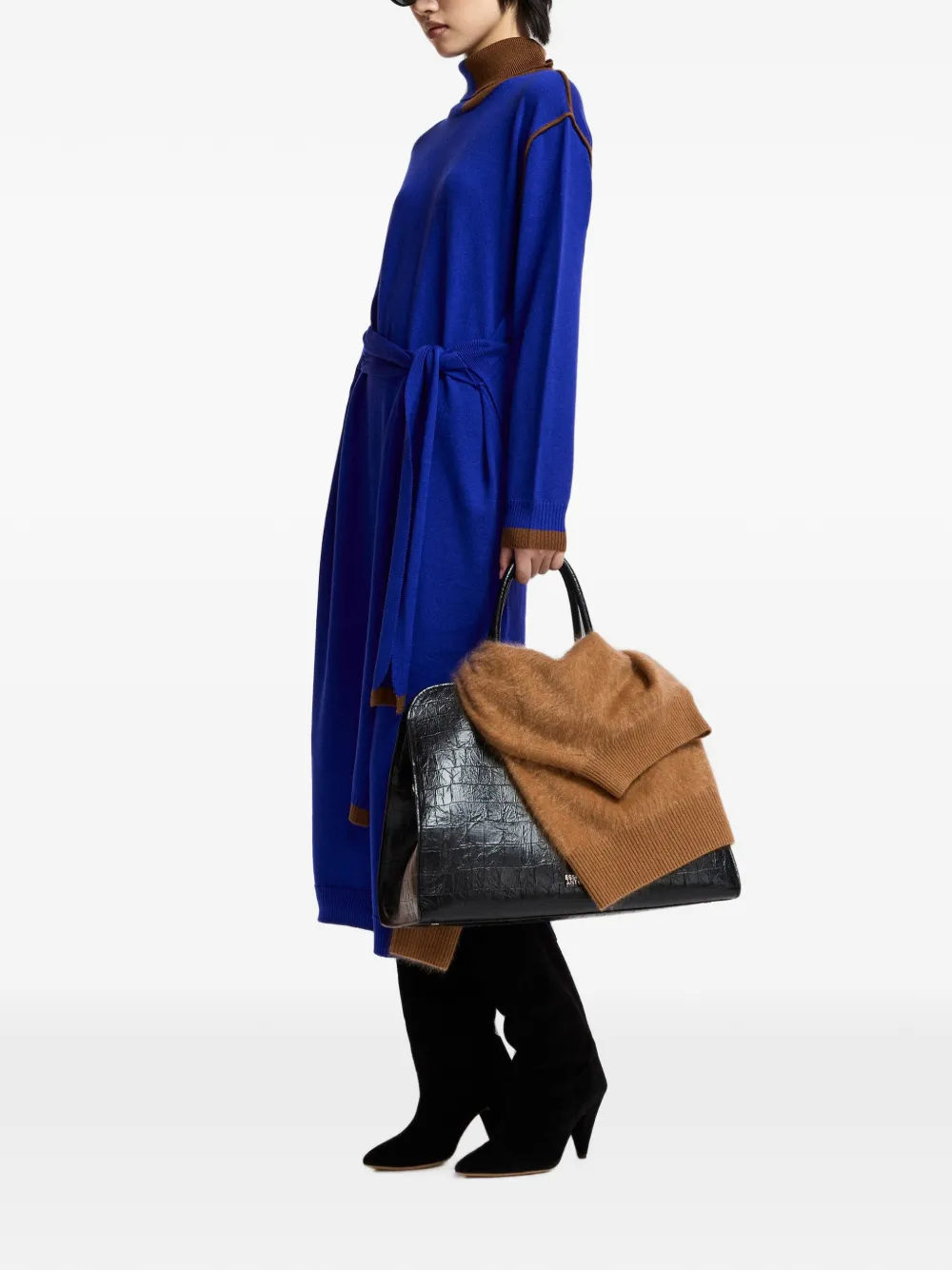Essentiel Antwerp Kirly midi-jurk met gestrikte taille Blauw