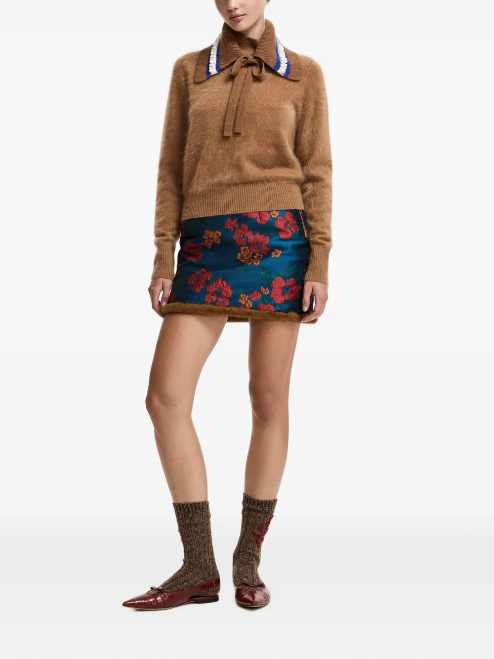 Essentiel Antwerp Kabocha omkeerbare mini-rok met bloemen-jacquard Blauw