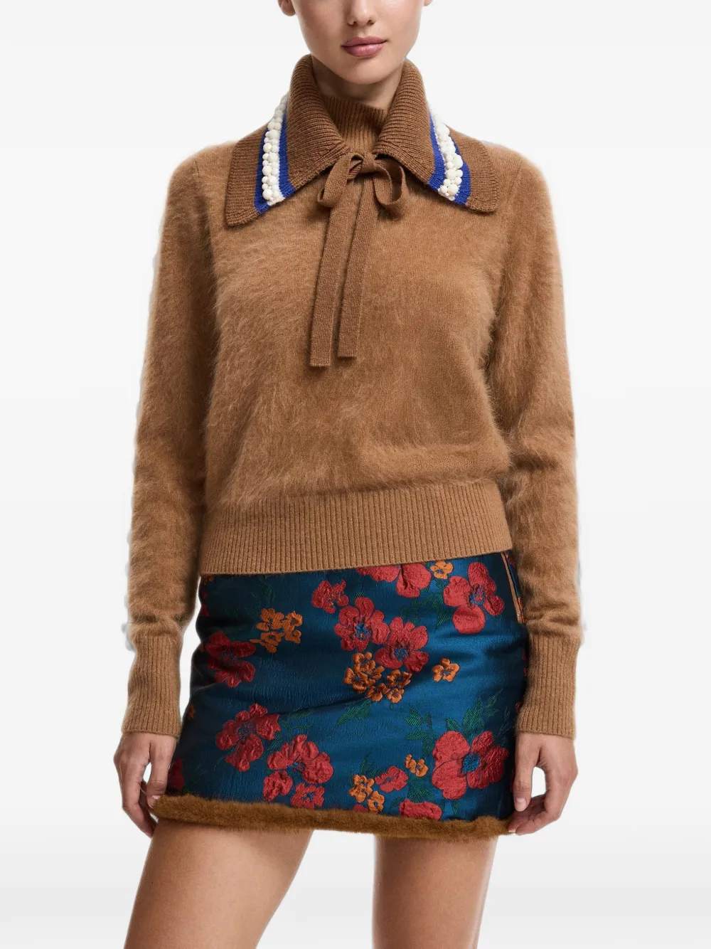 Essentiel Antwerp Kabocha omkeerbare mini-rok met bloemen-jacquard Blauw