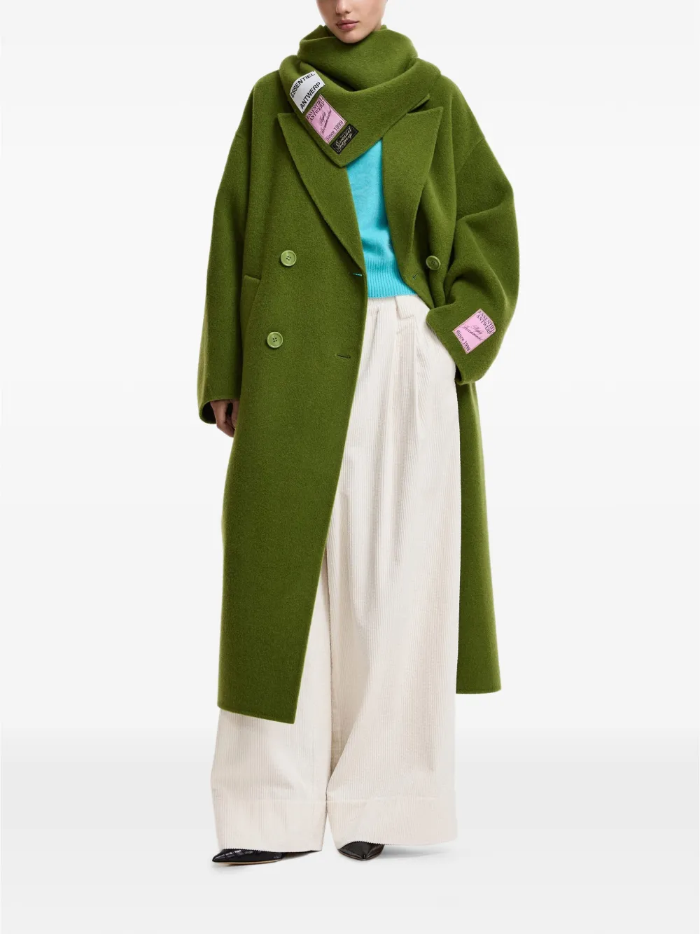 Essentiel Antwerp Kelp oversized jas met dubbele rij knopen Groen
