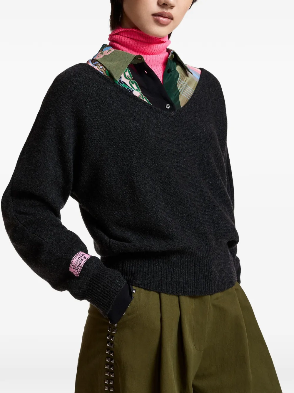 Essentiel Antwerp Maglione Kage con scollo a V - Nero