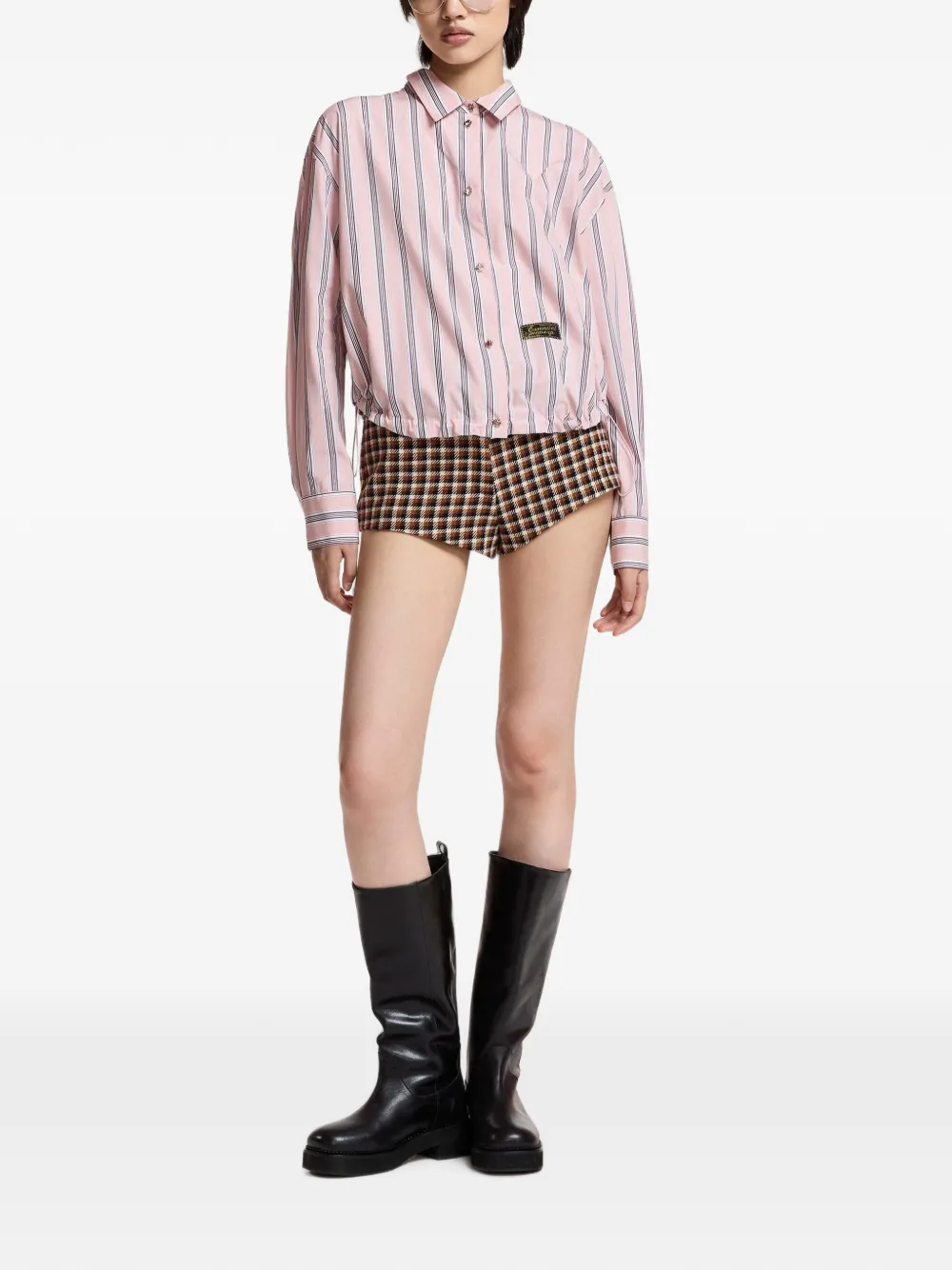 Essentiel Antwerp Kabu gestreept blouse met trekkoord Roze