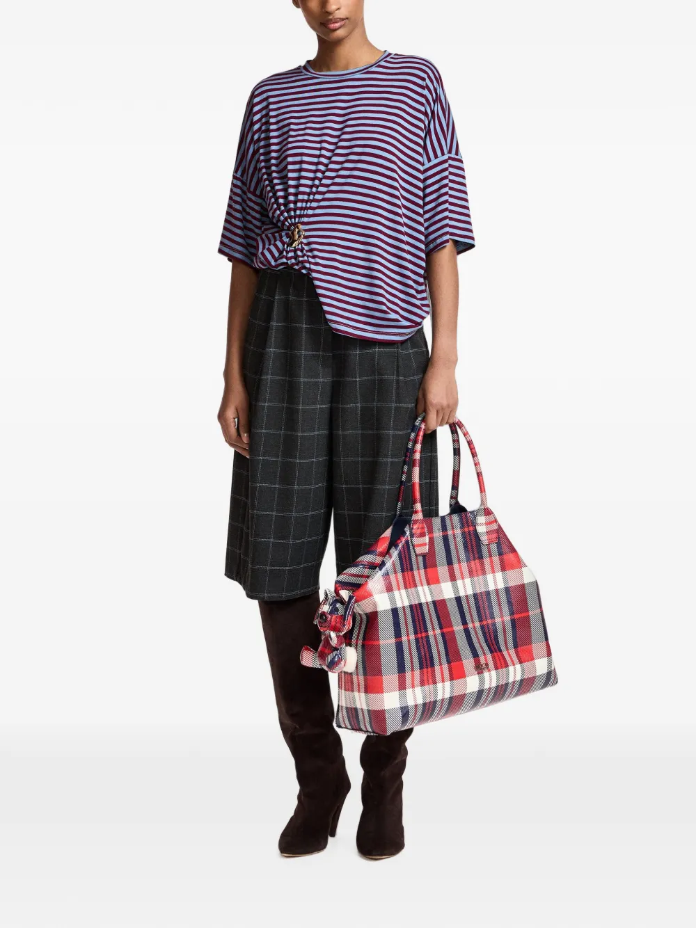 Essentiel Antwerp Konstantin geruite shopper Rood