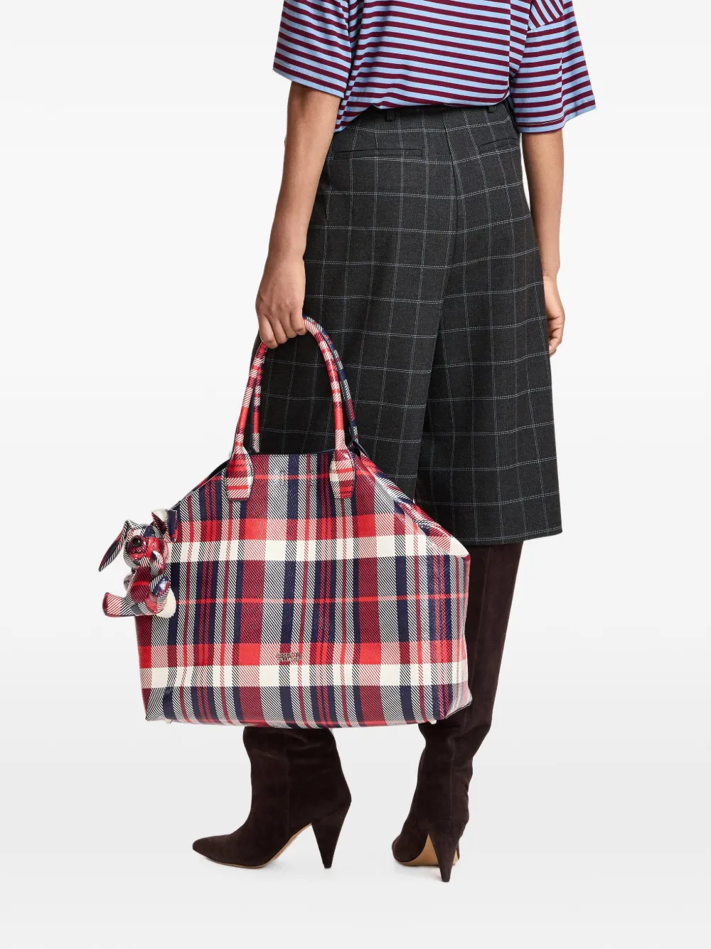 Essentiel Antwerp Konstantin geruite shopper Rood