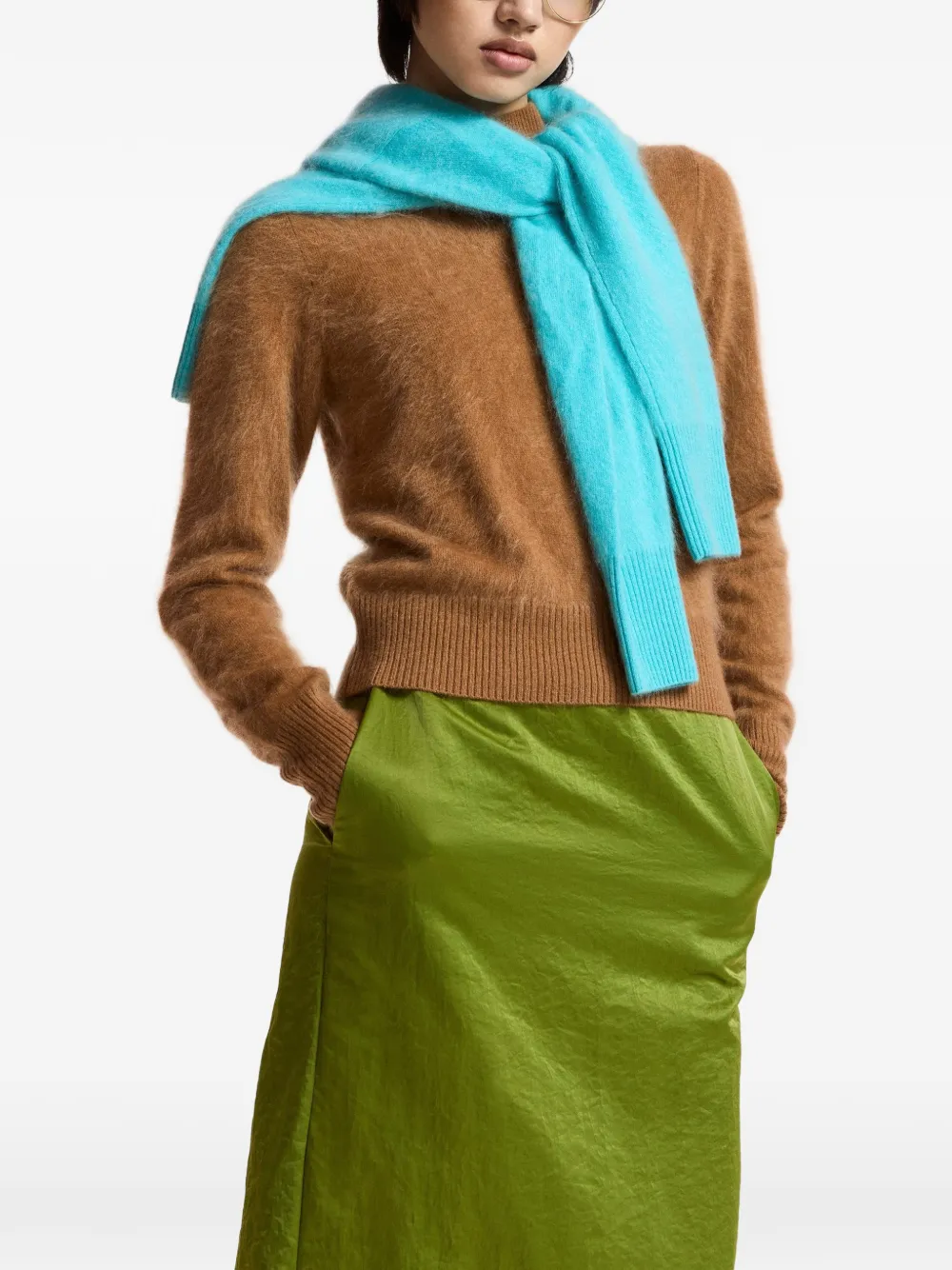 Essentiel Antwerp Karacas trui met geribbelde afwerking Bruin