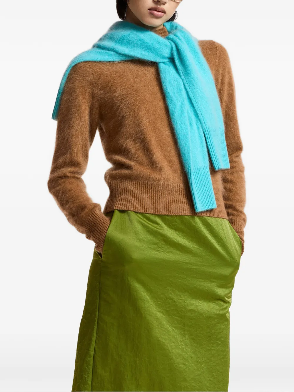 Essentiel Antwerp Karacas trui met geribbelde afwerking Bruin