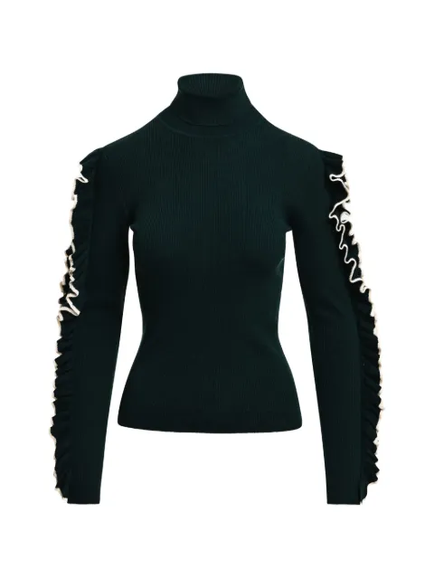 Essentiel Antwerp ruffle-trimmed ribbed-knit sweater