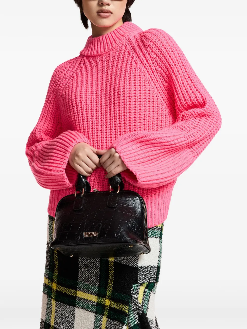 Essentiel Antwerp Kristian chunky gebreide coltrui Roze