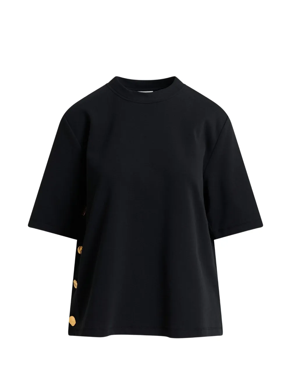 Essentiel Antwerp Korse T-Shirt mit Knopfdetail - Schwarz