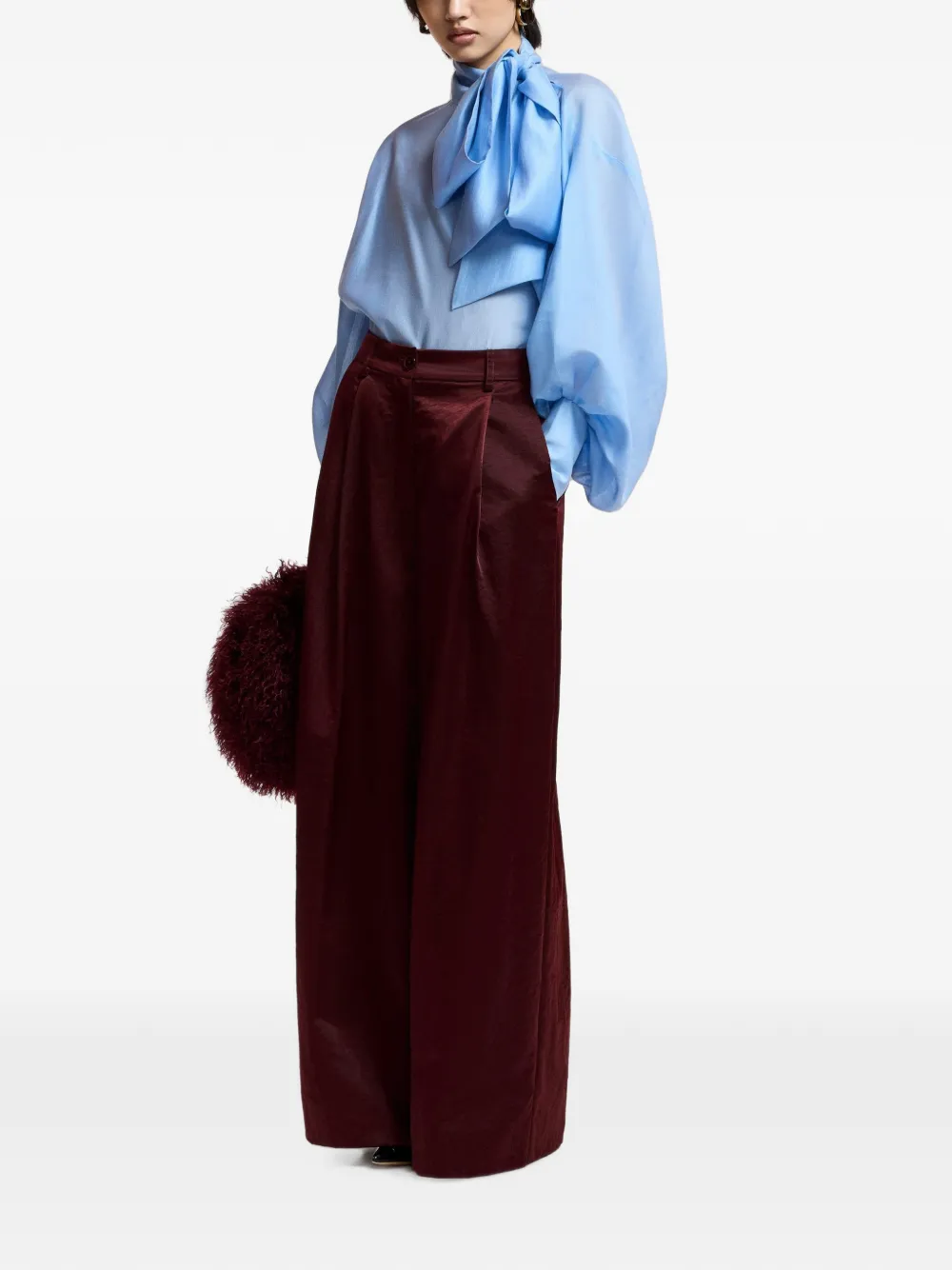 Essentiel Antwerp Karismatic blouse met strik Blauw