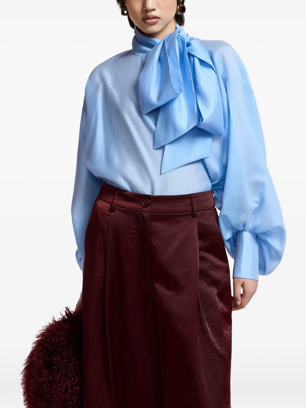 Essentiel Antwerp Karismatic blouse met strik Blauw