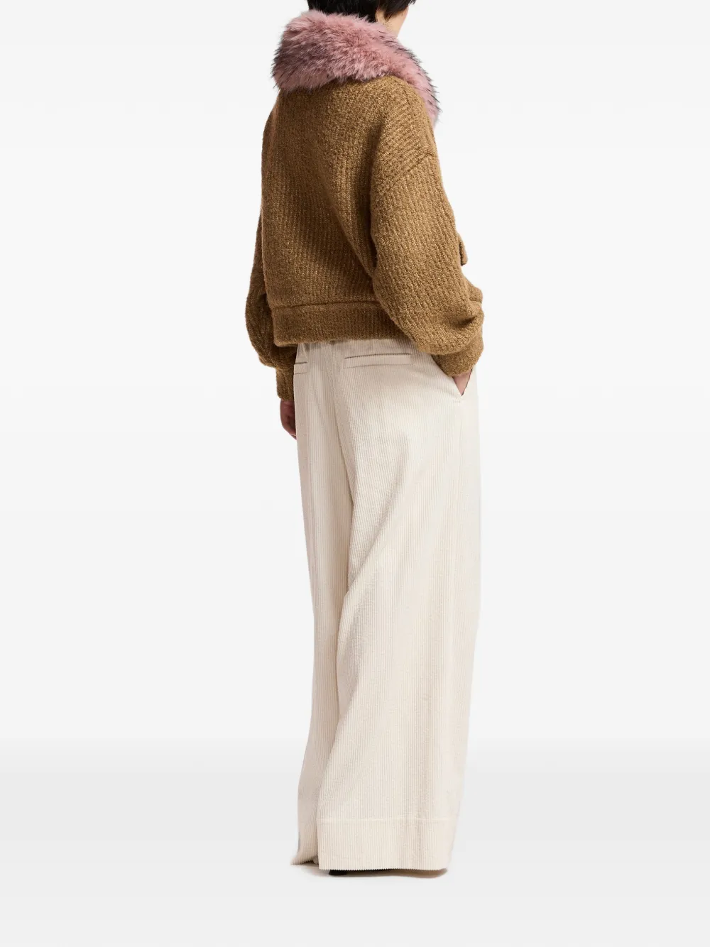 Essentiel Antwerp Kitch ribfluwelen broek met wijde pijpen Beige