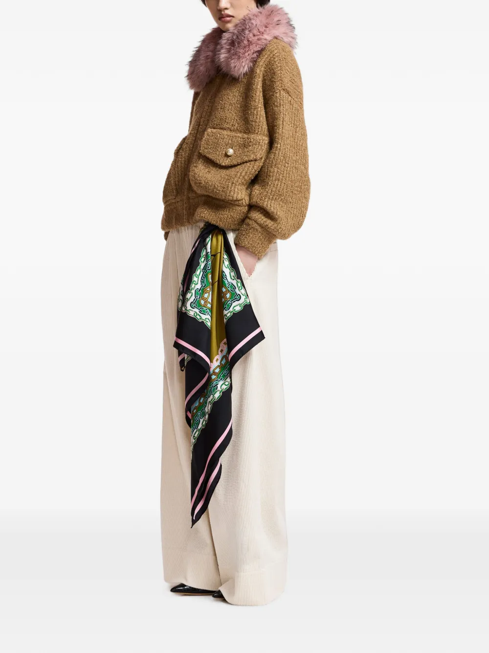 Essentiel Antwerp Kitch ribfluwelen broek met wijde pijpen Beige