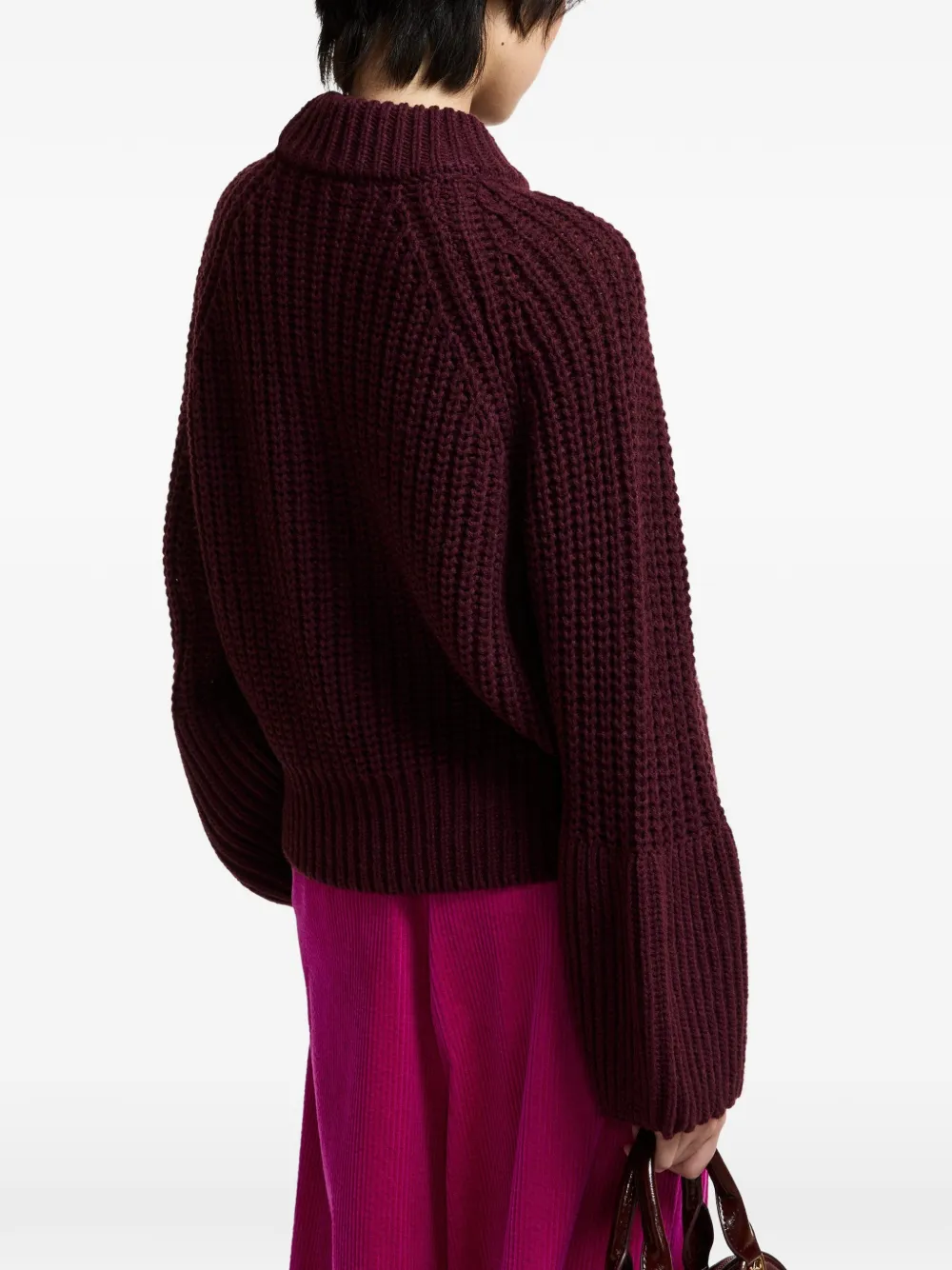 Essentiel Antwerp Kristian chunky gebreide coltrui Rood