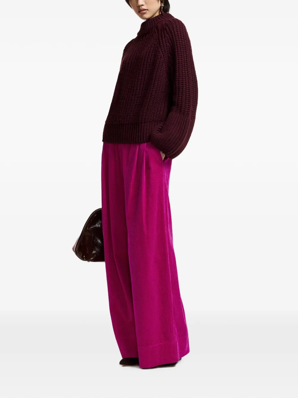 Essentiel Antwerp Kristian chunky gebreide coltrui Rood