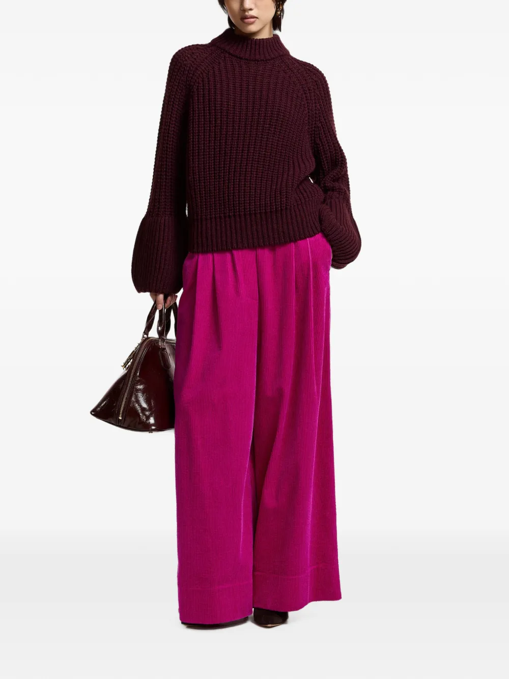 Essentiel Antwerp Kristian chunky gebreide coltrui Rood