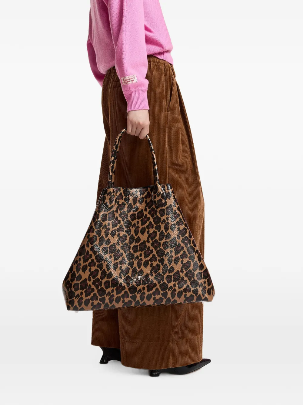 Essentiel Antwerp Konstantin schoudertas met luipaardprint Bruin