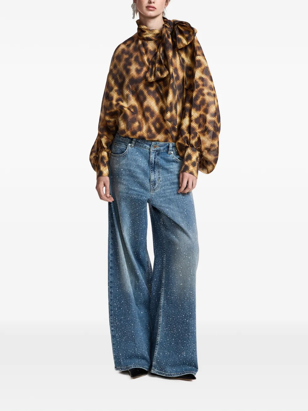 Essentiel Antwerp Karismatic blouse met strik Bruin