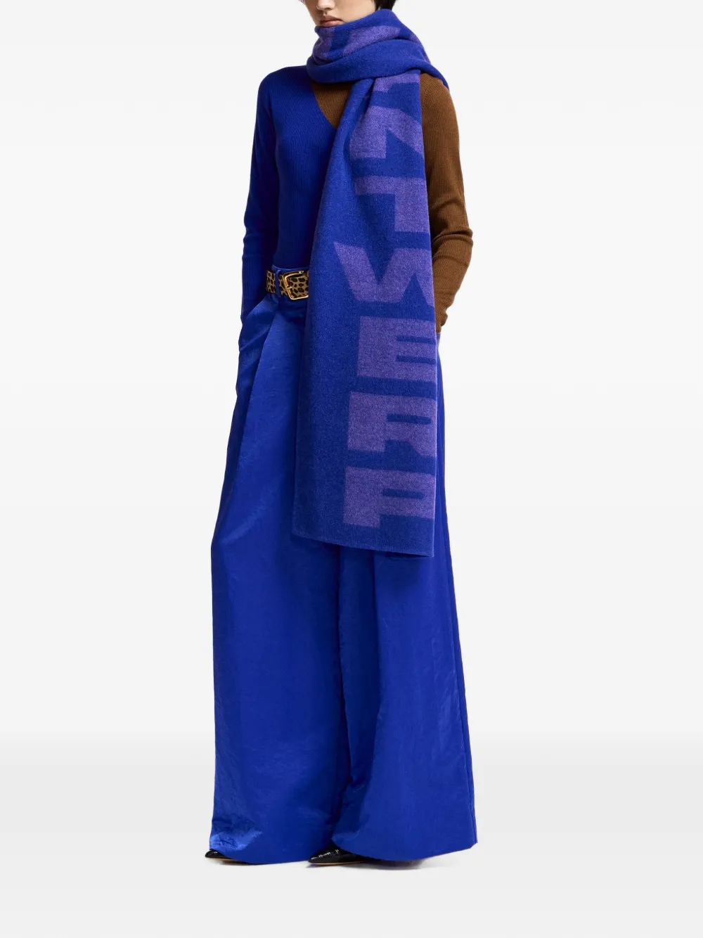 Essentiel Antwerp Sjaal met logo jacquard Blauw